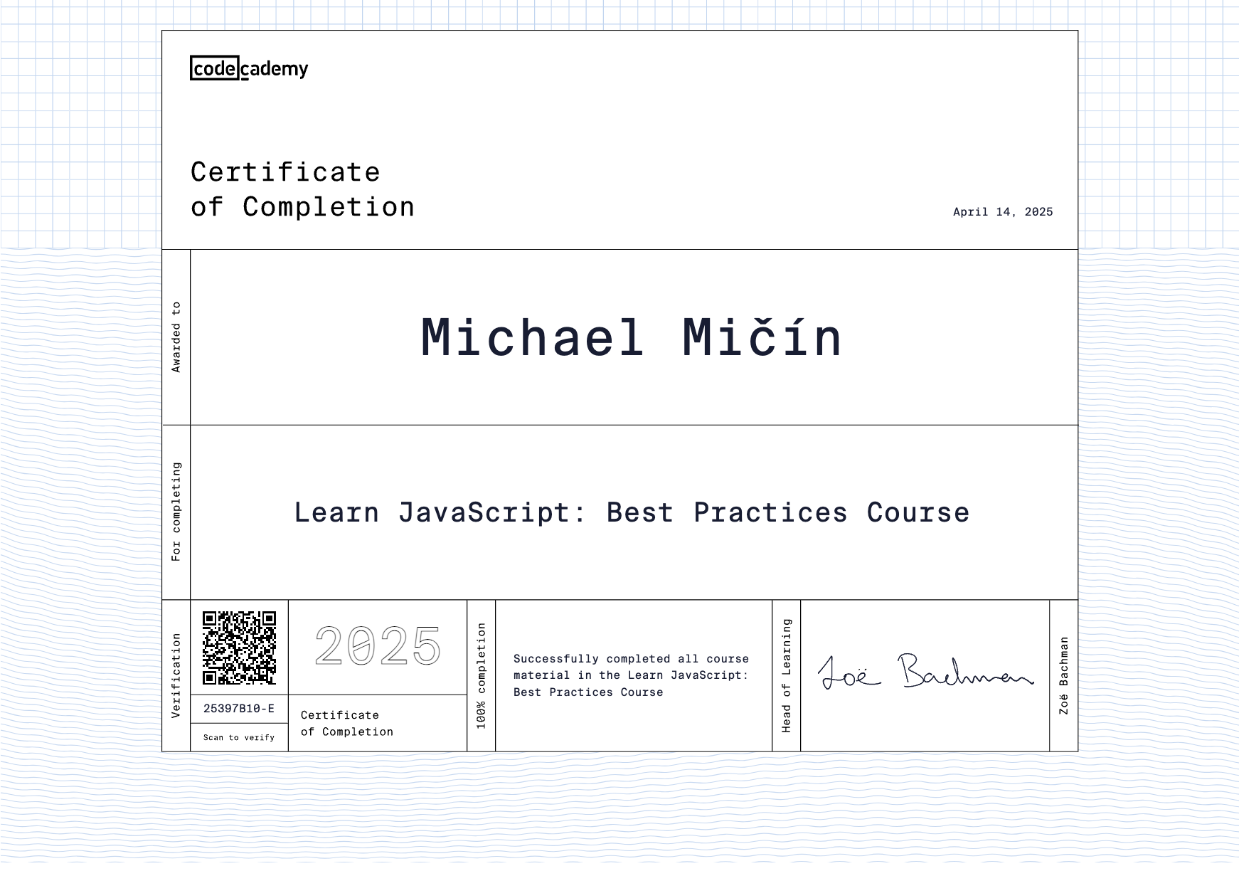 Javascript certifikát zkouška 
