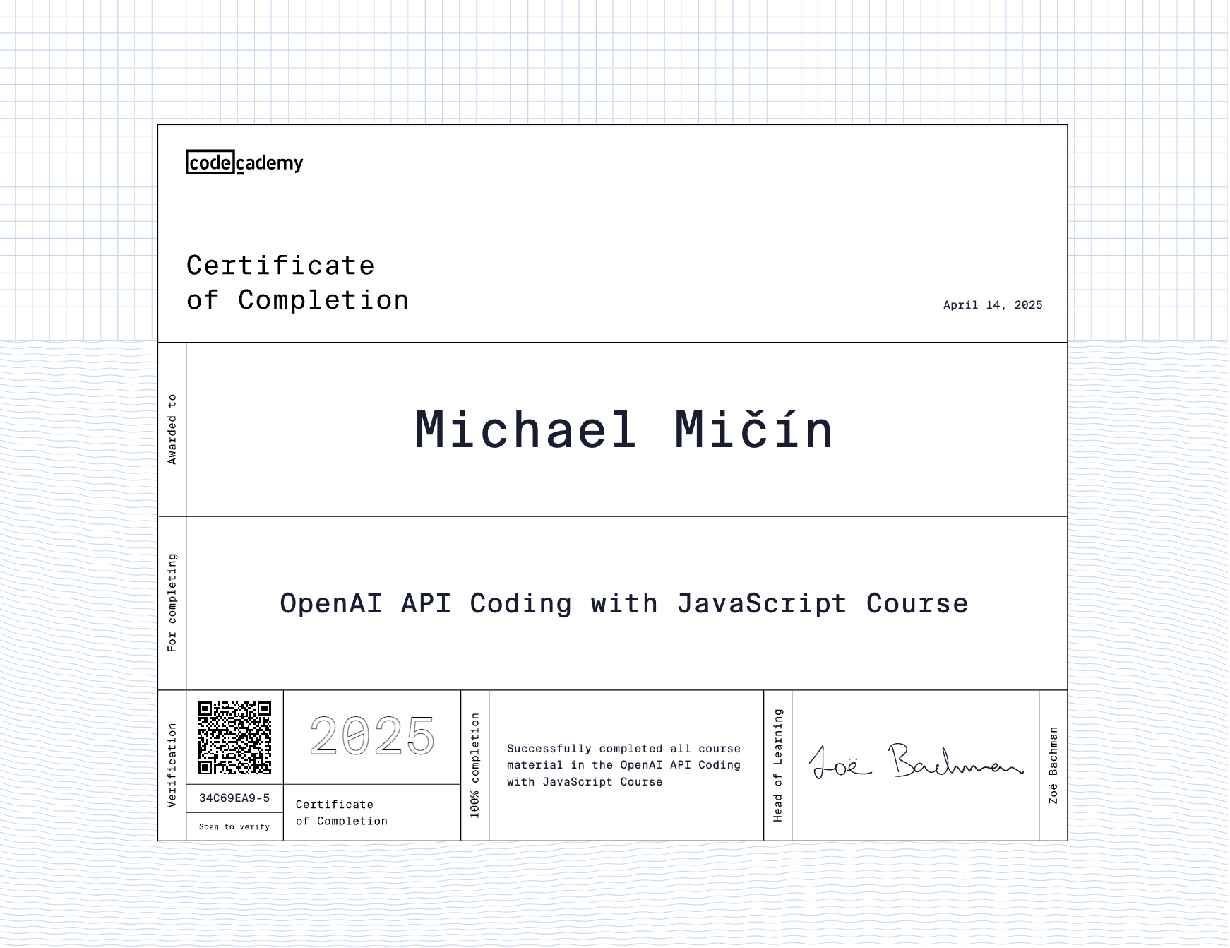 JavaScript Certifikát API